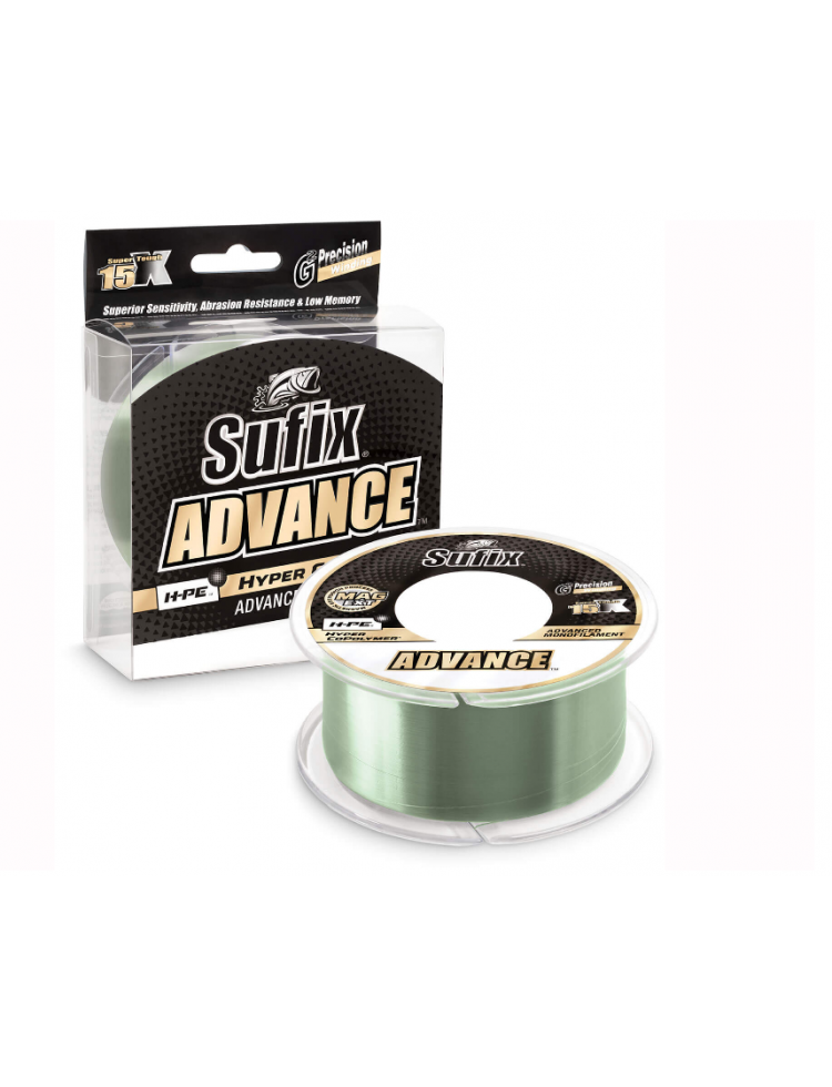 Fil De Pêche Sufix Nylon Advance G2 150m - Jaune Haute Visibilité, Diamètre 0.16mm, Résistance 2.9kg
